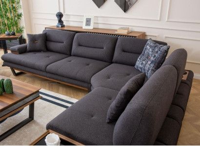 Style Corner sofa L-shape Gray Luxury in Living room Designer Corner suite Couches